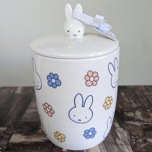 Miffy x Magenta Pastel Spring Flower Design Canister with Miffy Head Topper 🌼